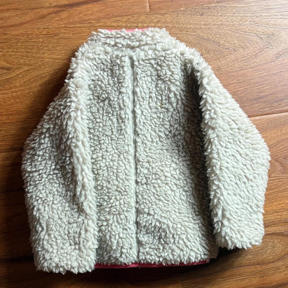 Patagonia Kids deepile Cream and Pink Sherpa Jacket